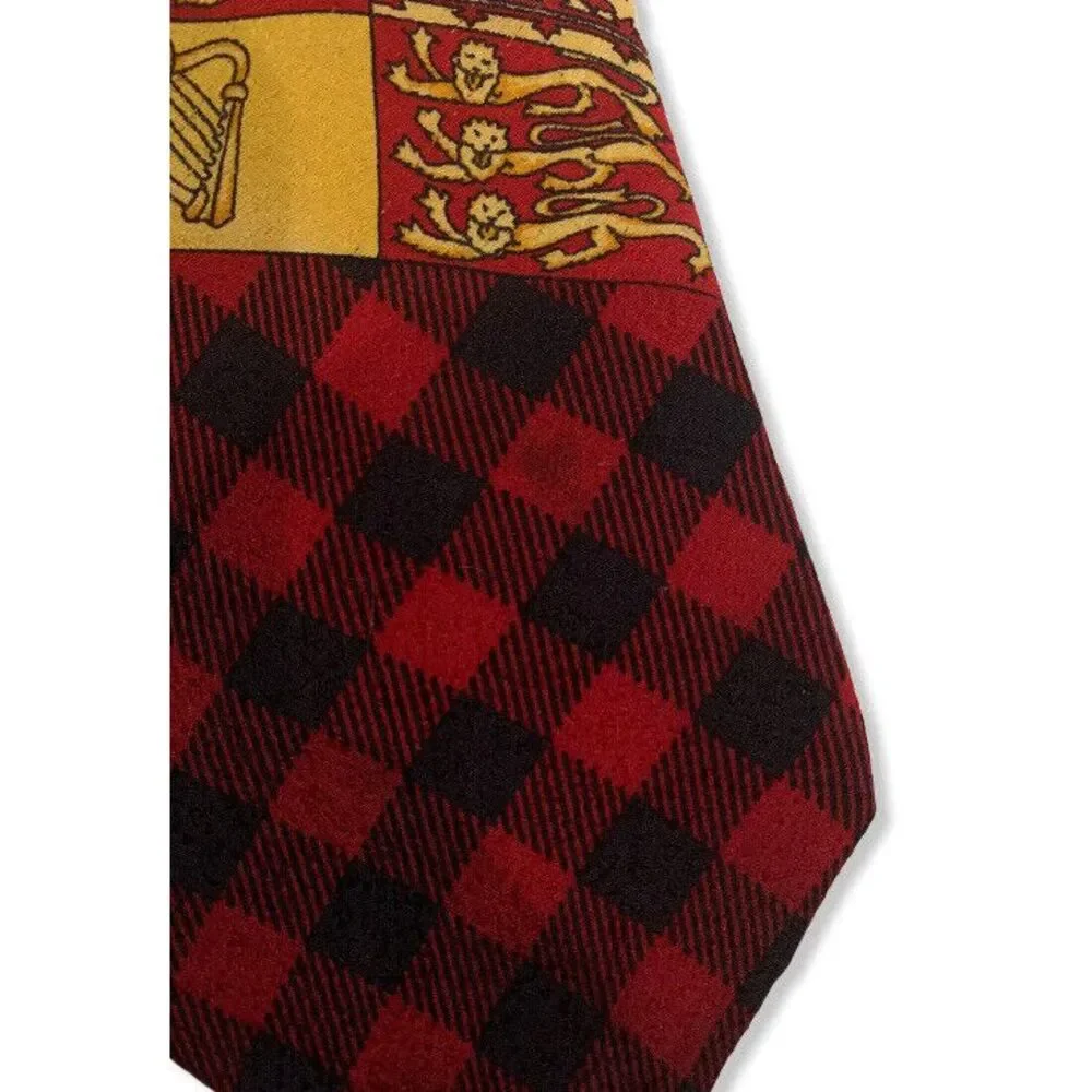 Vtg 1990s Gianni Versace Men's Plaid Harlequin Baroque Pre-Death Silk Tie 3.75